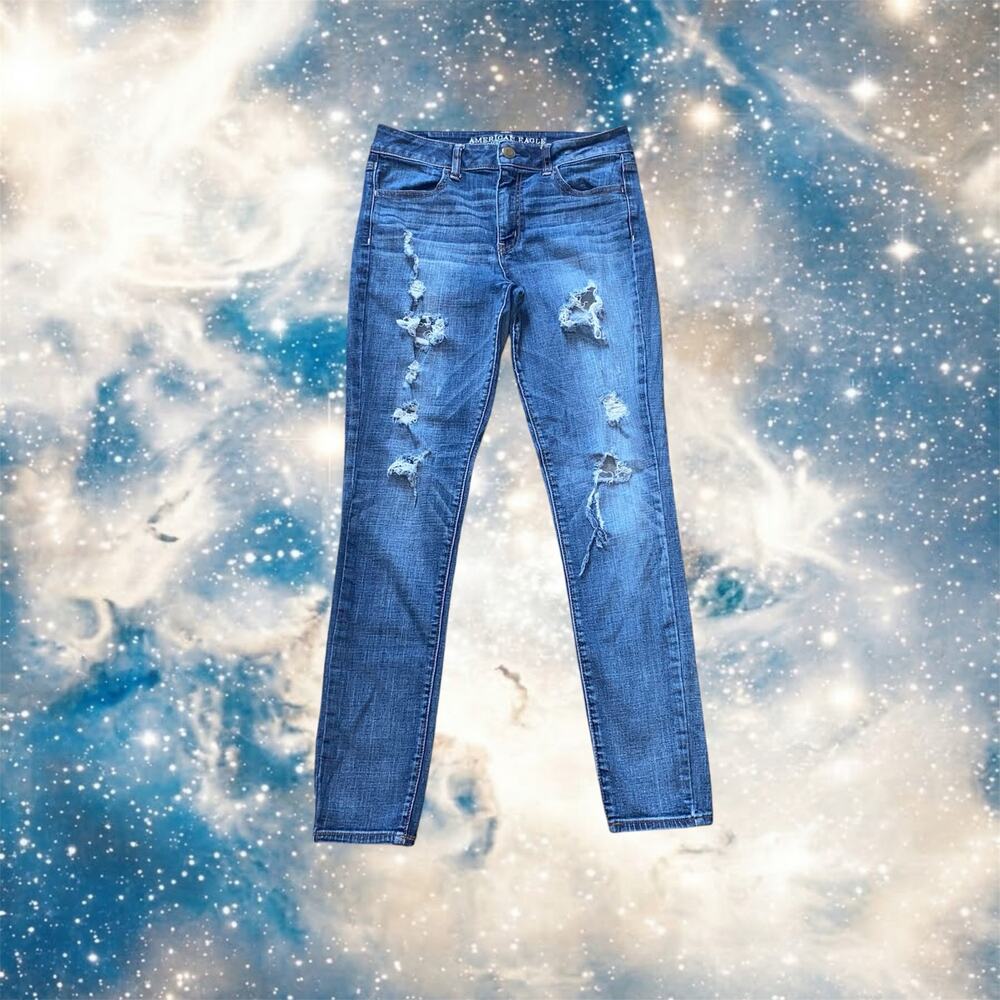 American Eagle Hi-Rise Jegging Size 8 Regular Distressed Ripped Jeans⁠